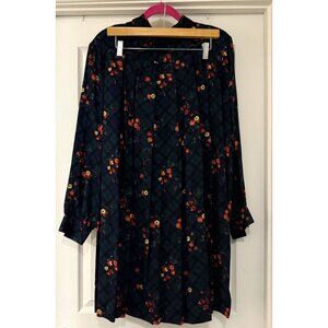 Women Vintage Pendelton 1980's navy Blue Floral Skirt Top Set Size16 CottageCore